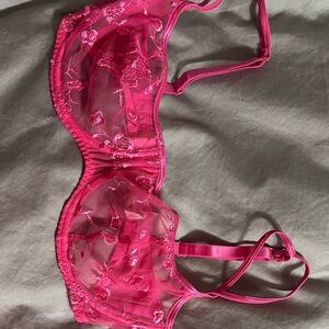 Victoria's Secret Fuchsia/pink Sheer Lace Bra